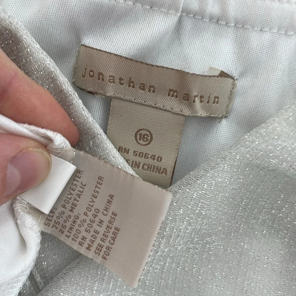 Jonathan Martin Dress Women's 16 White Sparkles Sleeveless V-Neck Boho - Picture 12 of 16